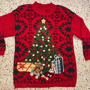 Heirloom Collectibles m medium Christmas holiday cotton sweater embellished red